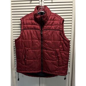 Unbranded Men's Puffer Vest Red Zip Up Size M Pockets Collar‎ Cord/Toggle